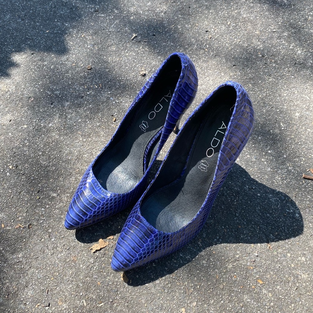 Aldo Blue Snake Print Heels